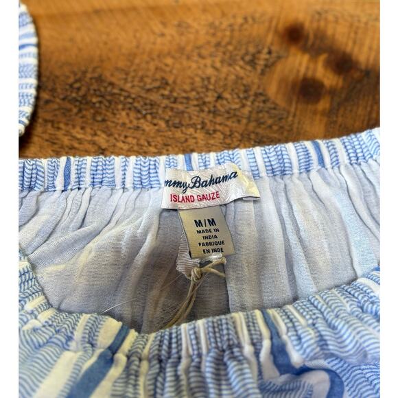 NWT Womens Tommy Bahama Island Gauze Blue White Stripe‎ Flowy Dress Size Medium - Picture 8 of 14